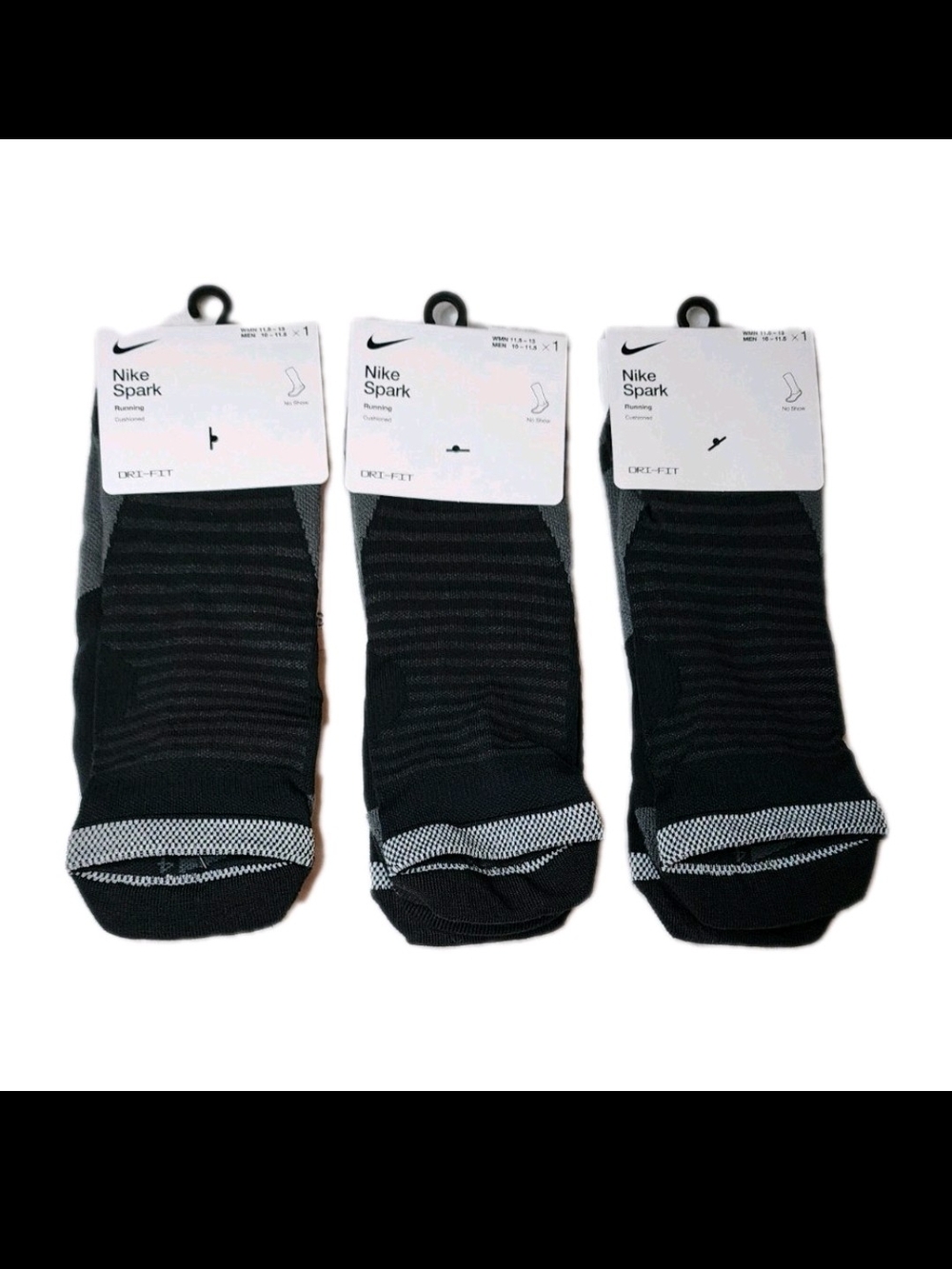 Nike Black and Gray No Show Athletic Socks - 3 Pack